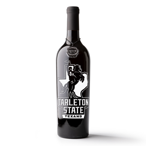 Tarleton State University Texans Etched Wine
