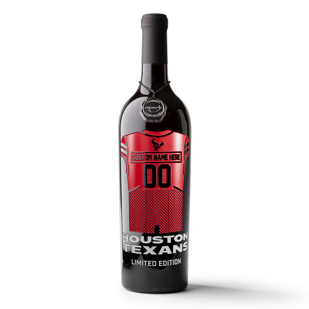 Houston Texans Custom Jersey Etched Wine Bottle