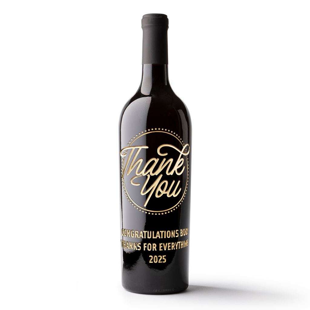 Custom Thank You Message Etched Wine