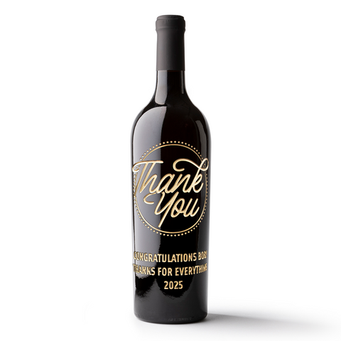 Custom Thank You Message Etched Wine