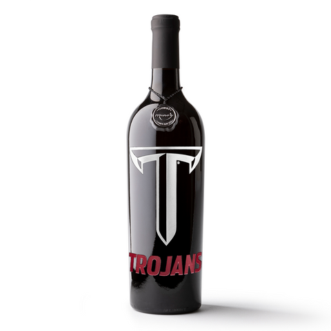 Troy University Primary Logo Etched Wine