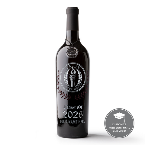 Troy University Custom Alumni Etched Wine