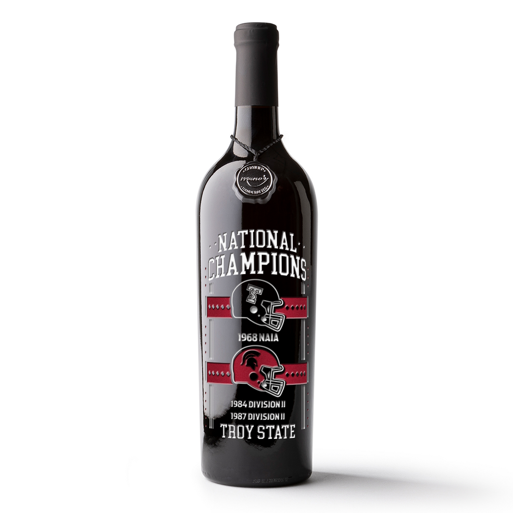 Troy University Football Divisional Champions Etched Wine