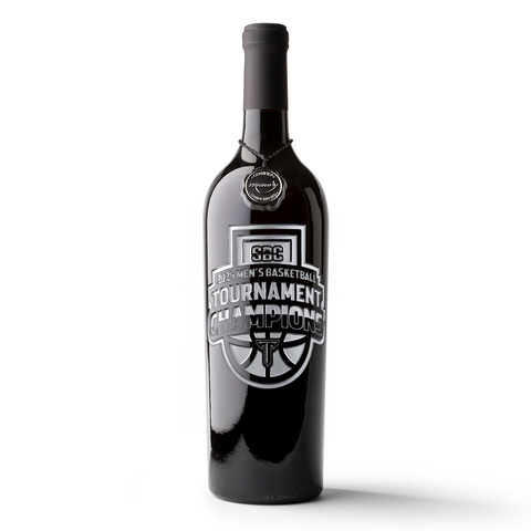 Troy University 2025 Sun Belt Conference Men's Basketball Champions Etched Wine from Mano's Wine