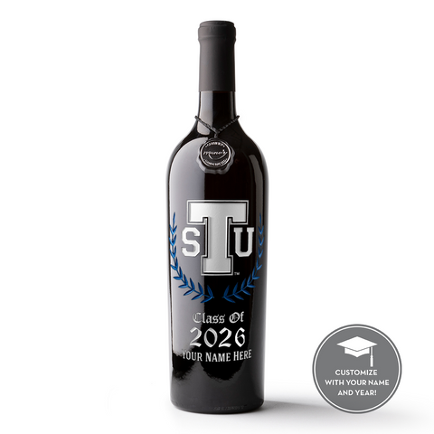 Tennessee State University Custom Alumni Etched Wine Bottle