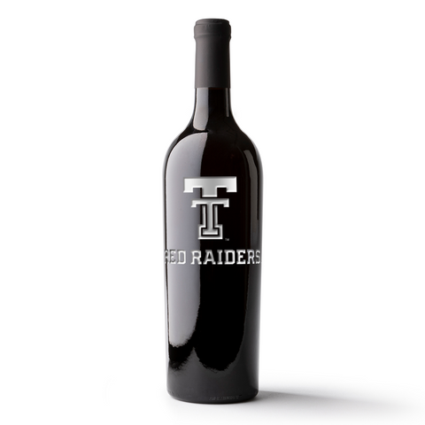 Texas Tech Logo Etched Wine