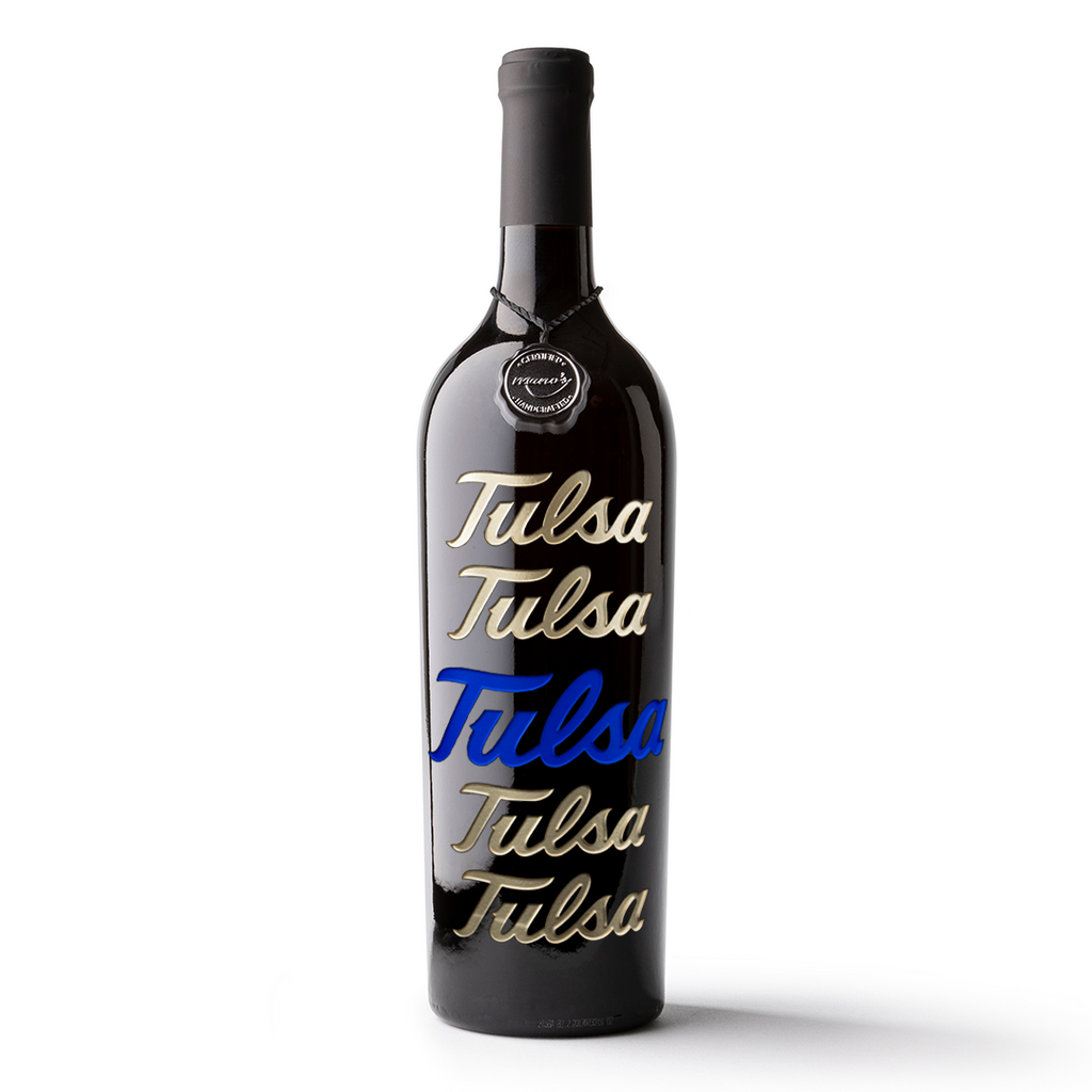 The University of Tulsa Logos Etched Wine