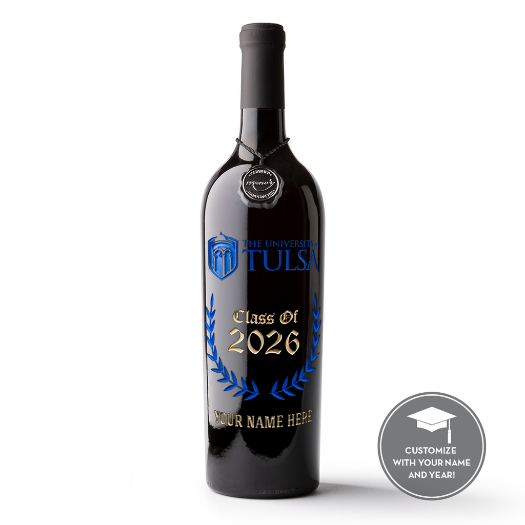 The University of Tulsa Custom Alumni Etched Wine