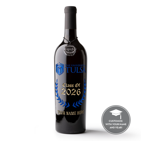 The University of Tulsa Custom Alumni Etched Wine