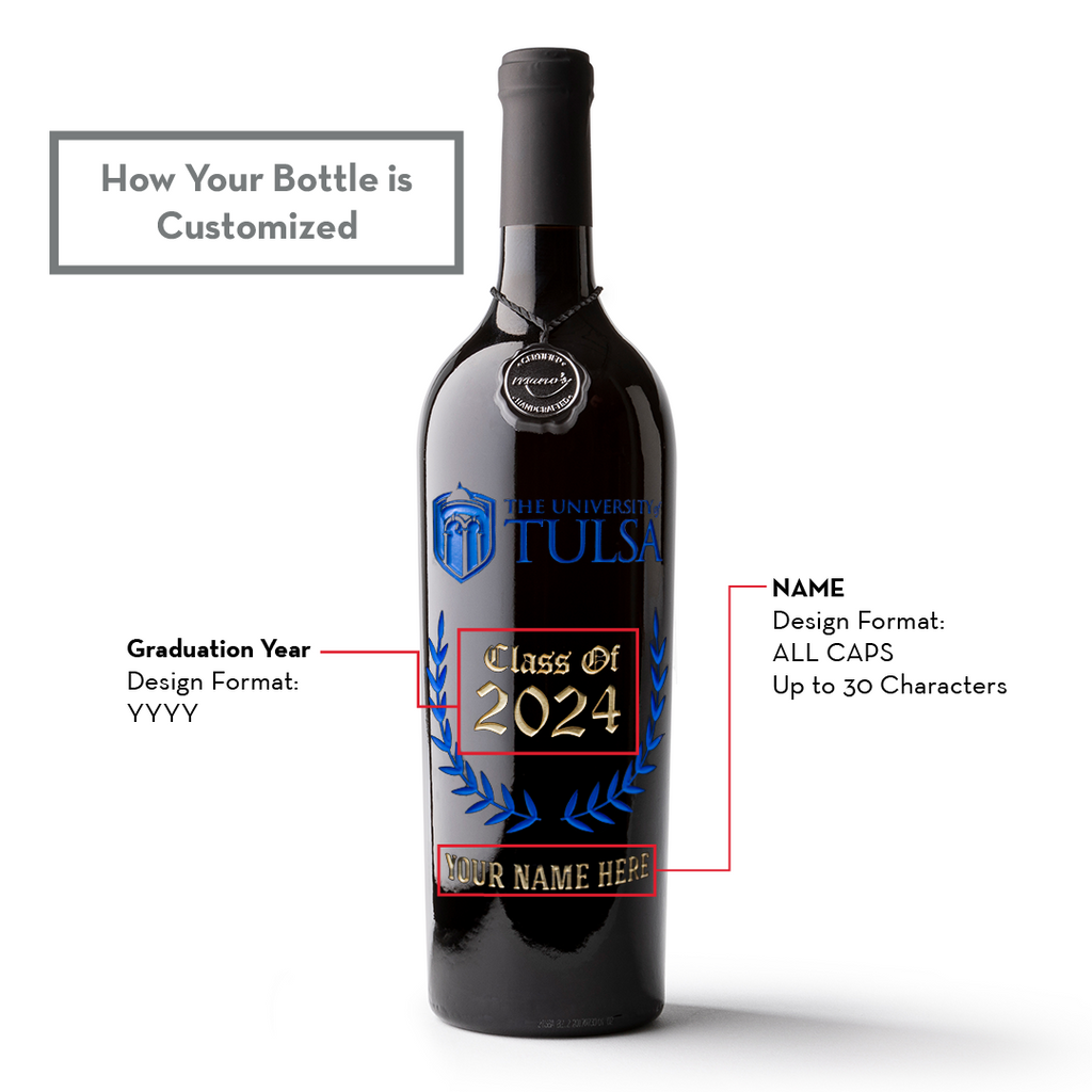 The University of Tulsa Custom Alumni Etched Wine