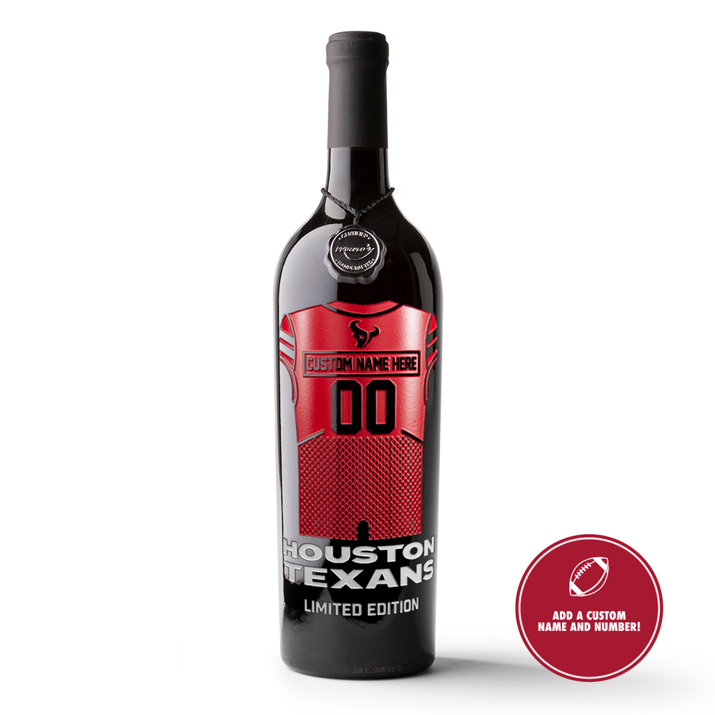 Houston Texans Custom Jersey Etched Wine Bottle