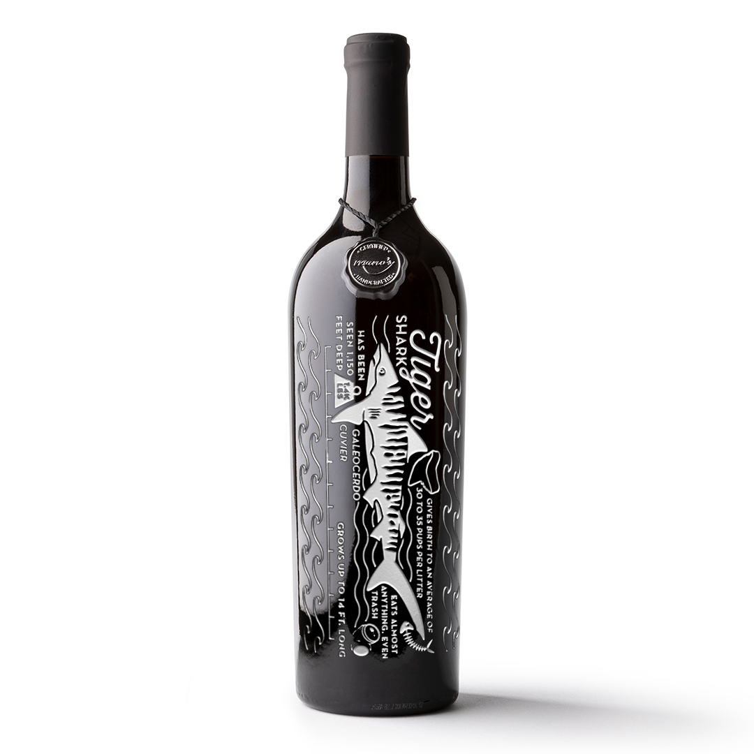 Tiger Shark Facts Etched Wine Bottle – Mano's Wine