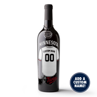 Mano's Wine Minnesota Twins Custom Jersey Etched Wine bottle