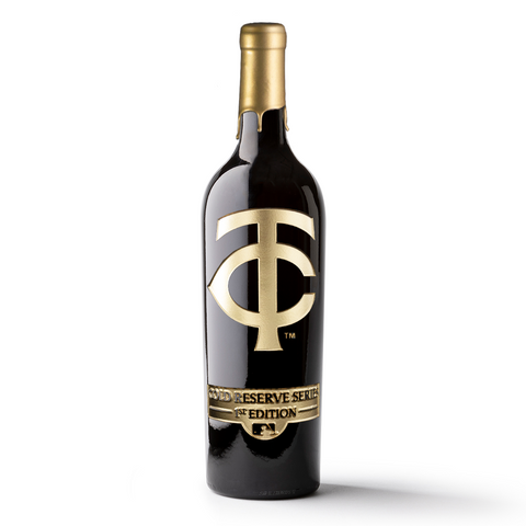 Minnesota Twins Gold Reserve Etched Wine Bottle