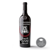 University of Arizona Custom Alumni Etched Wine