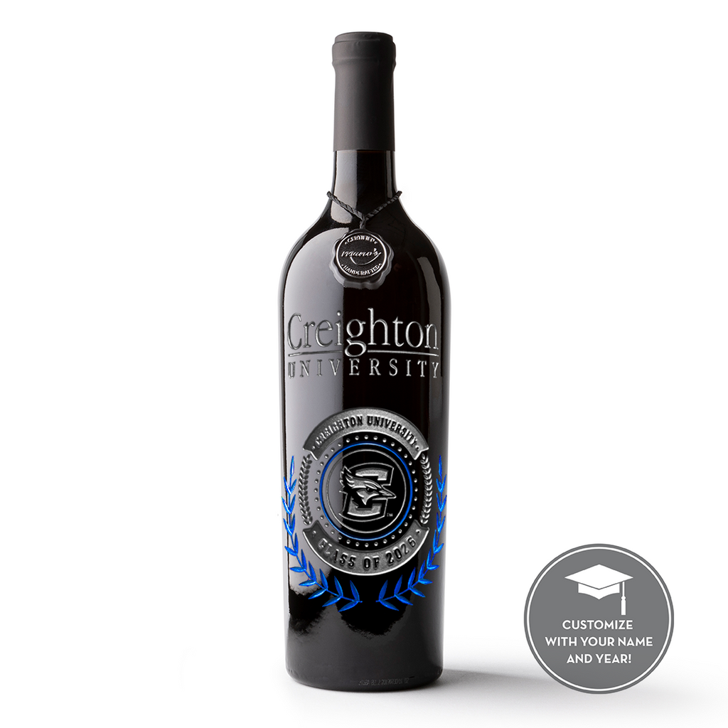 Creighton University Custom Alumni Etched Wine Bottle