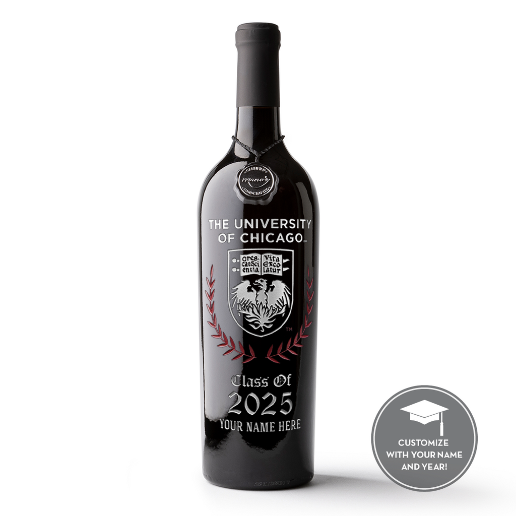 University of Chicago Custom Alumni Etched Wine