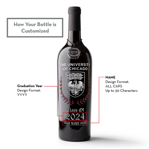 University of Chicago Custom Alumni Etched Wine