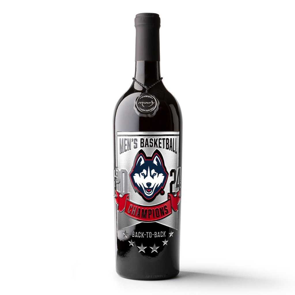UCONN 2024 Men's Basketball Champions Banner Etched Wine