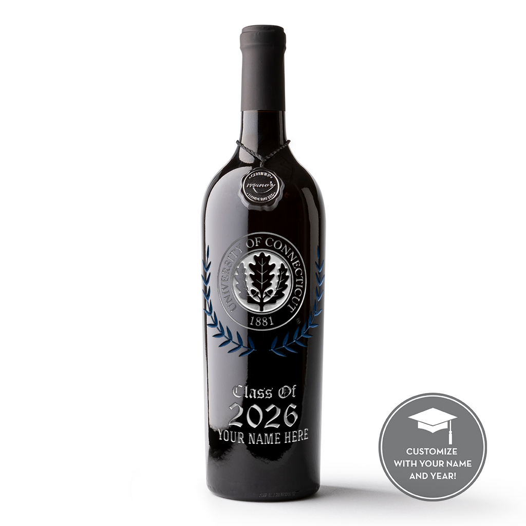 University of Connecticut Custom Alumni Etched Wine