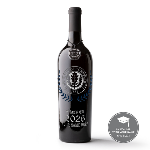 University of Connecticut Custom Alumni Etched Wine