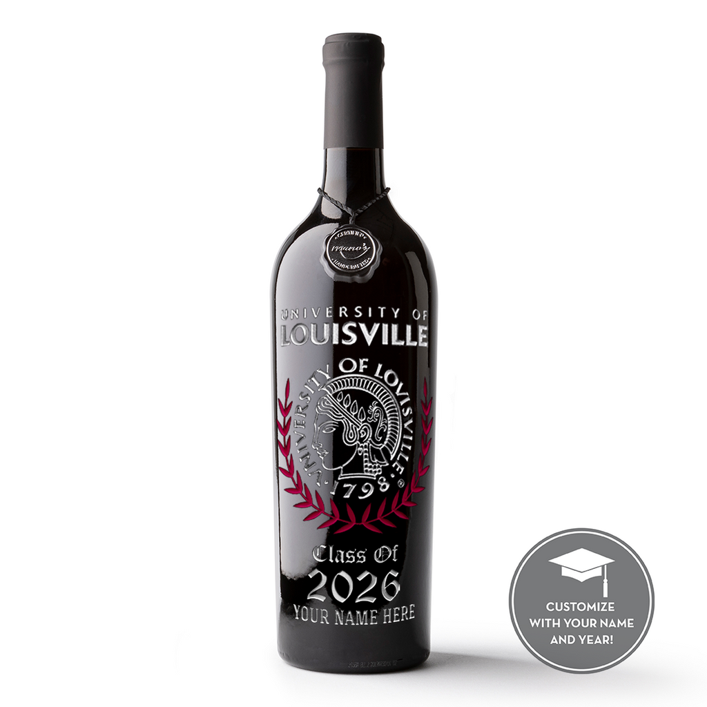 University of Louisville Custom Alumni Etched Wine