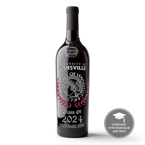 University of Louisville Custom Alumni Etched Wine