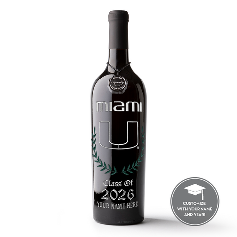 University of Miami Custom Alumni Etched Wine