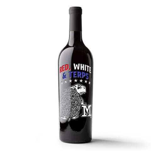 University of Maryland Red, White & Terps Etched Wine