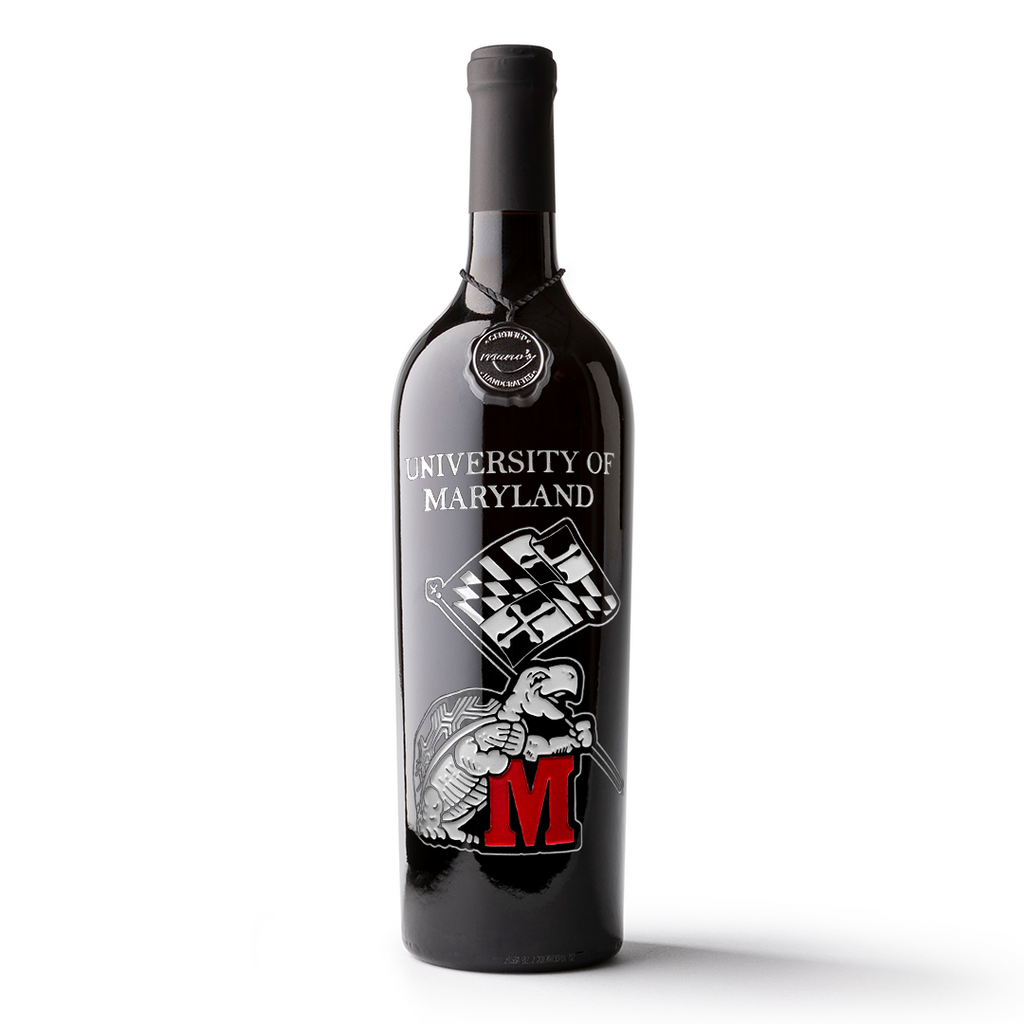 University of Maryland Logo Etched Wine