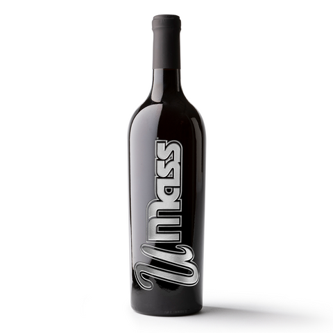 University of Massachusetts Retro Logo Etched Wine
