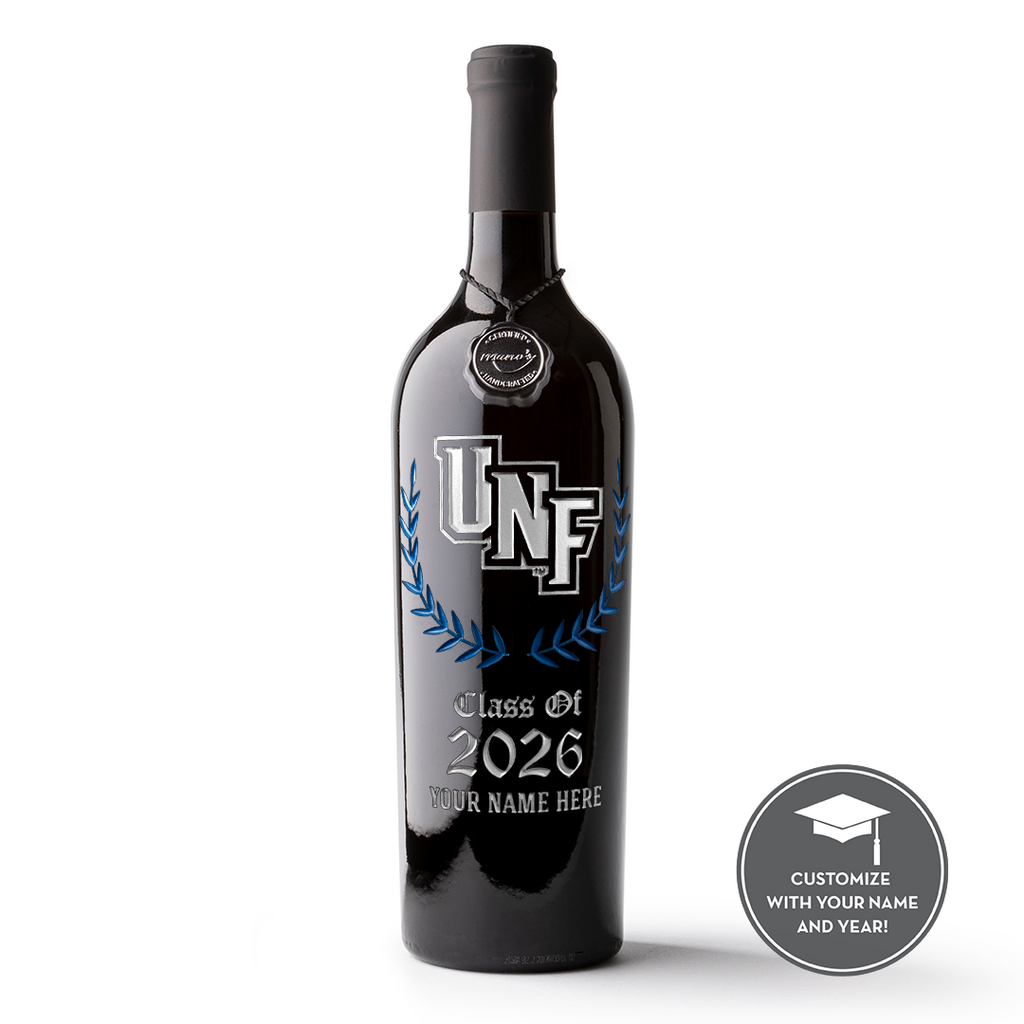University of North Florida Custom Alumni Etched Wine
