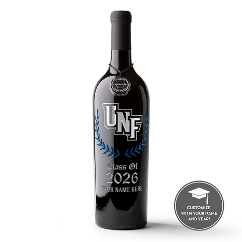 University of North Florida Custom Alumni Etched Wine