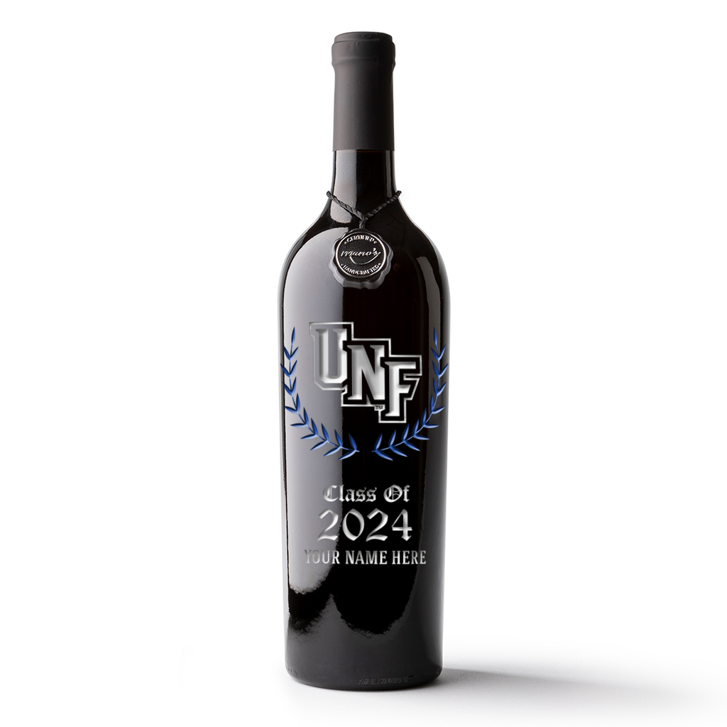 University of North Florida Custom Alumni Etched Wine