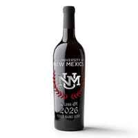 University of New Mexico Custom Alumni Etched Wine