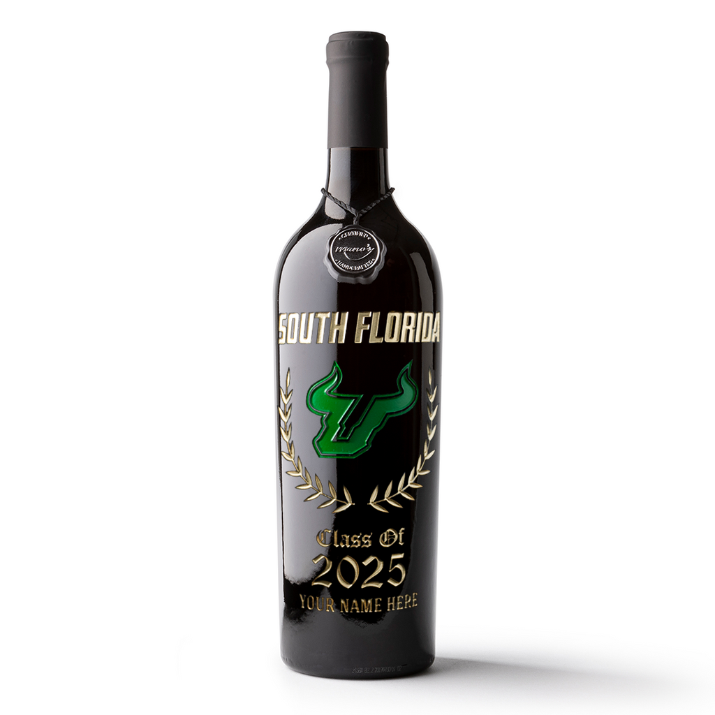 University of South Florida Custom Alumni Etched Wine