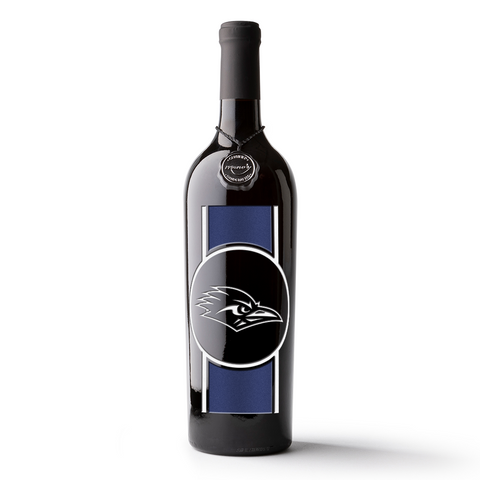 University of Texas at San Antonio Roadrunners Logo Stripe Etched Wine from Mano's Wine
