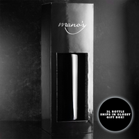 Mano's Wine 3L wine bottle ships in a glossy black gift box