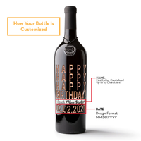 Happy Happy Birthday Custom Etched Wine Bottle