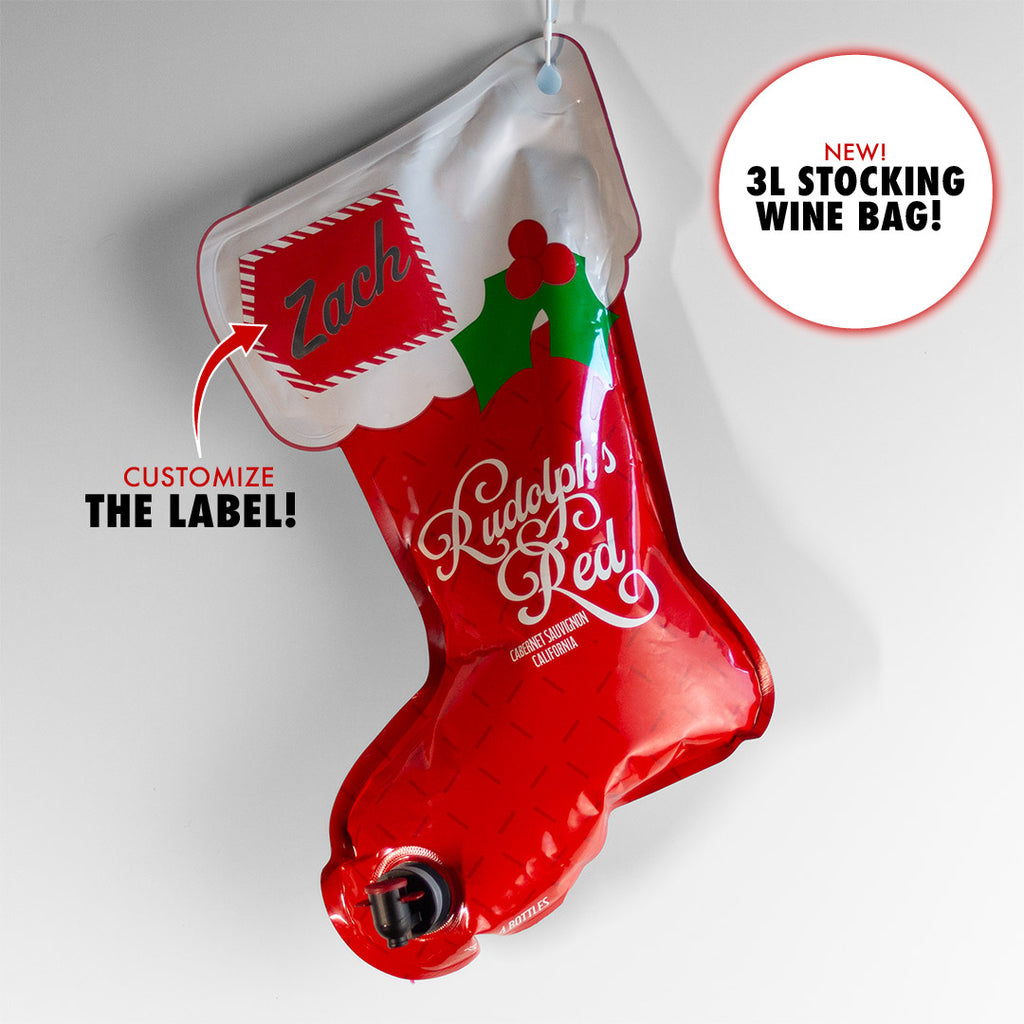 Rudolph Red 3L Holiday Stocking with Custom Name Label