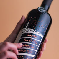 Custom Birthday Celebration Etched Wine Bottle