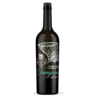 Mano's Wine bottle etched with basketball in hoop, New York Liberty logo and 2024 Champions