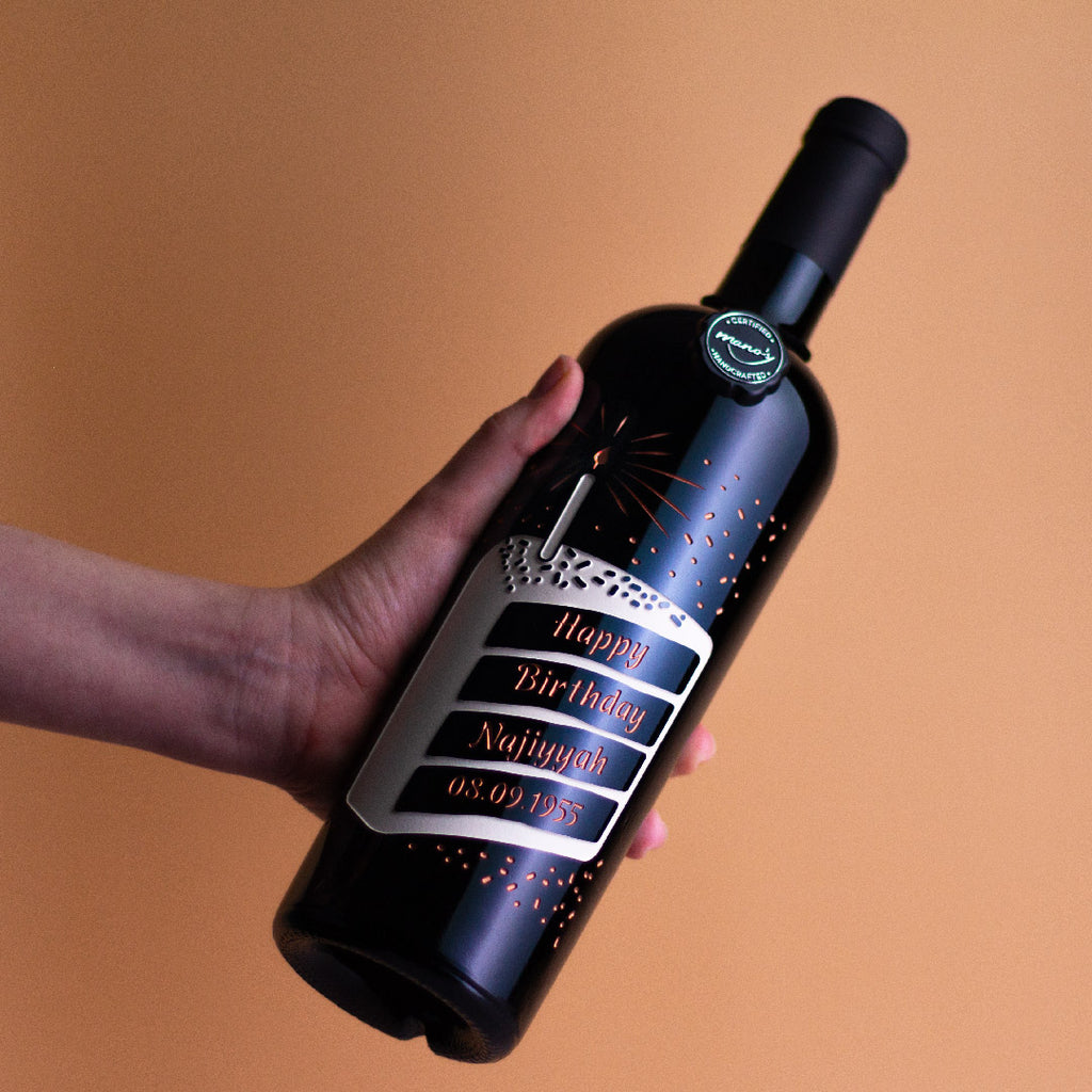 Custom Birthday Celebration Etched Wine Bottle
