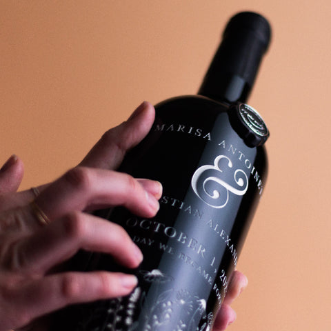 Floral Wedding Custom Etched Wine Bottle