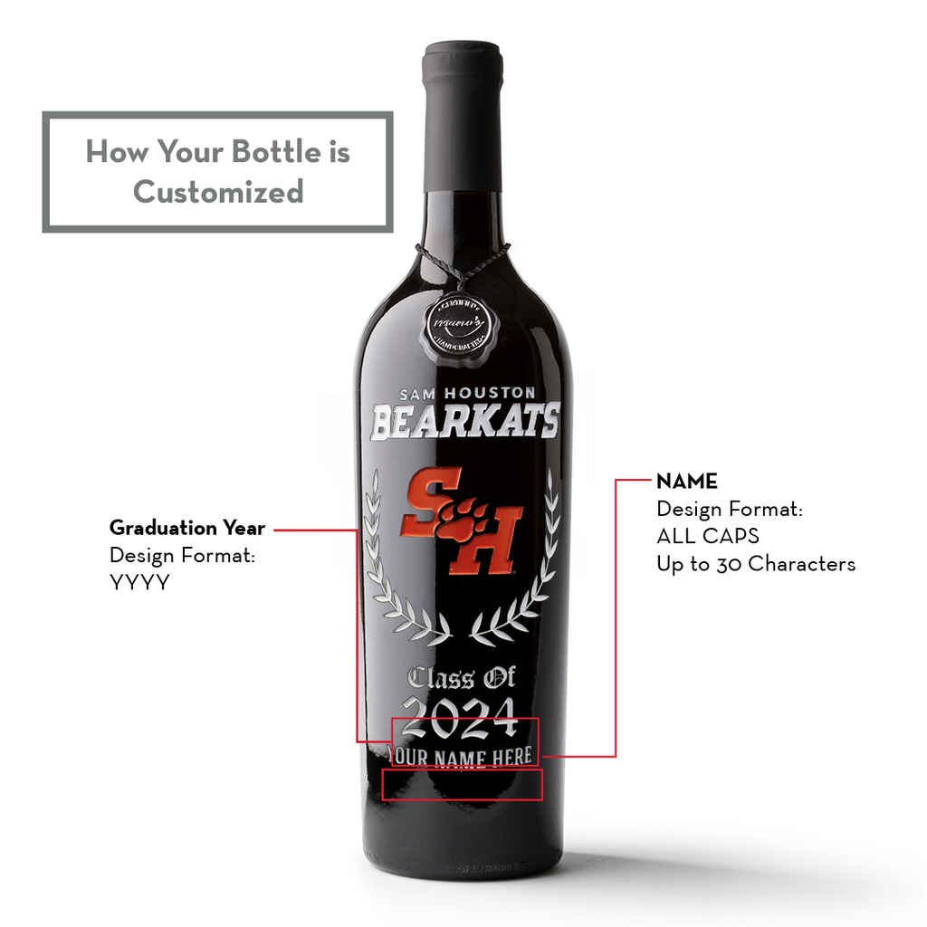 Sam Houston State University Custom Alumni Etched Wine