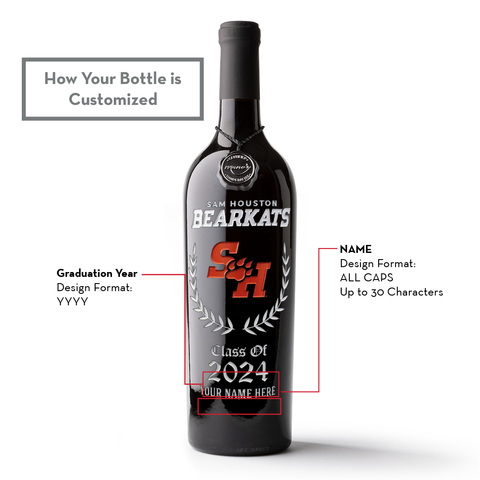 Sam Houston State University Custom Alumni Etched Wine