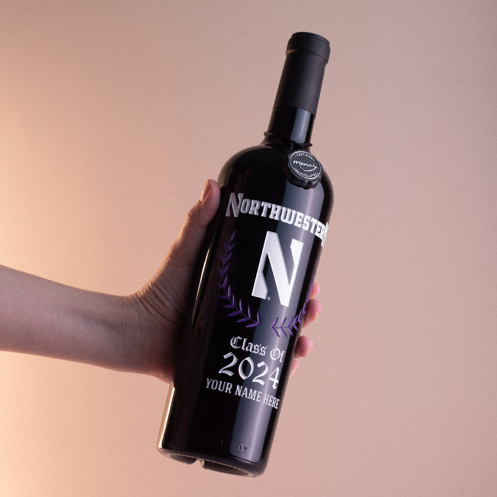 Northwestern University Custom Alumni Etched Wine