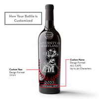 How to customize a Mano's Wine University of Maryland alumni bottle with name and graduating year