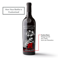 How to customize a bottle of Mano's Wine University of Maryland Custom Name etched wine bottle