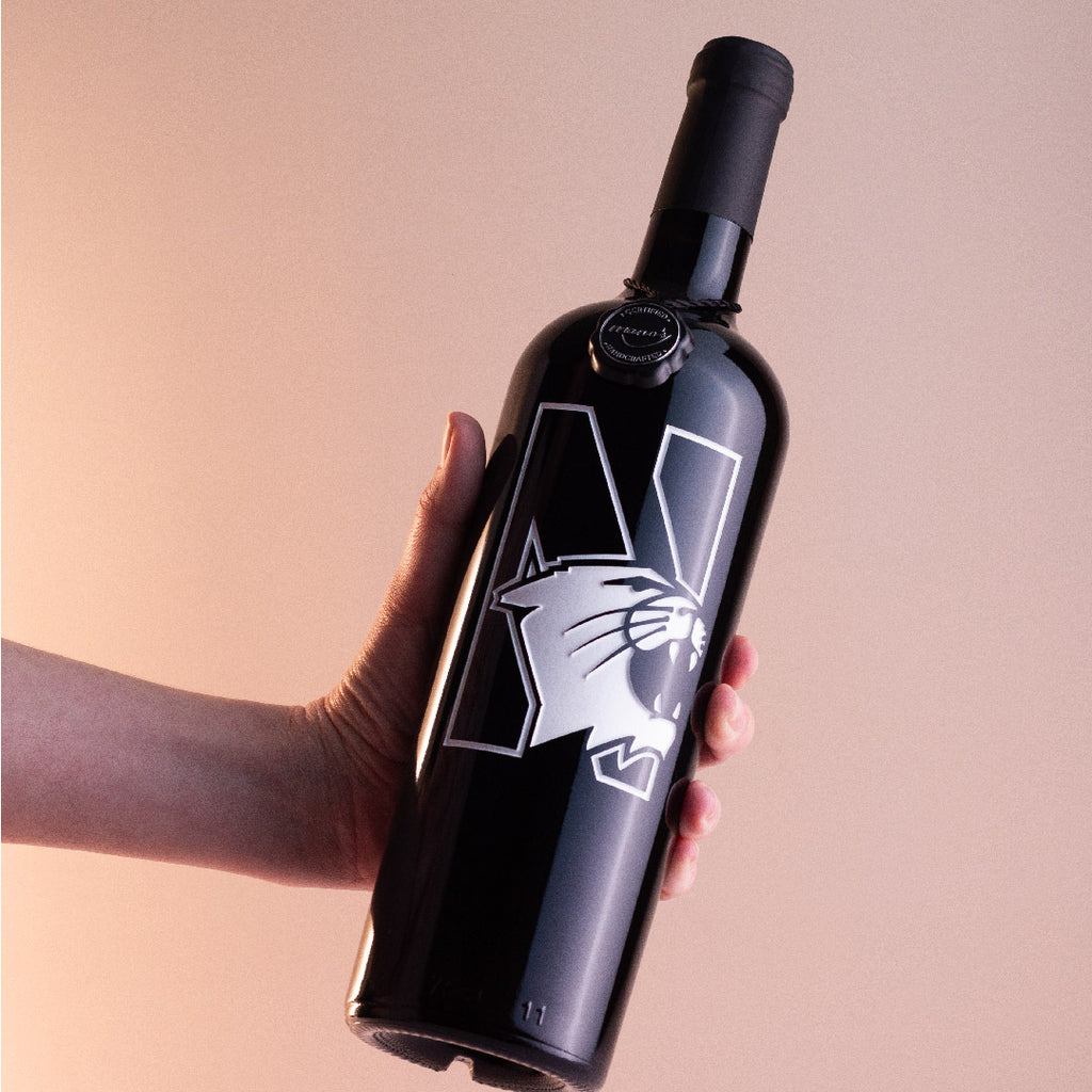 Northwestern University Wildcats Etched Wine